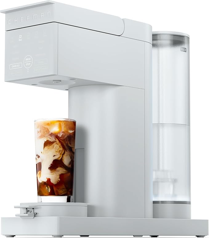 Chefman Automatic Single Serve Coffee Maker/Iced Works with K-Cup Pods & Ground Coffee Concrete Color