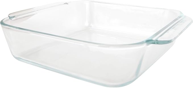 Pyrex 222 Basics Square Glass Baking Dish, 2-Quart (8inx8inx2.5in) Clear Glass Oven Bakeware – Perfect for Sweet Rolls, Brownies, Cakes and so much More - Made in the USA