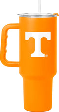 Logo Brands NCAA 40 oz Tumbler with Handle -Stainless Steel Insulated Travel Tumbler with Straw Lid – Powder Coated, Leak-Resistant, Keeps Drinks Hot/Cold – Great for Tailgating, or Everyday Use
