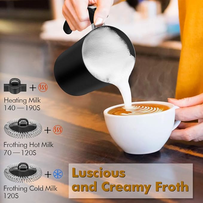 Milk Frother,CHINYA Electric Milk Frother Soft Foam Maker for Hot and Cold Milk Froth, Cappuccino, Coffee, Latte, Automatic Steamer,Stainless Steel Warmer, Double Wall, Non-Stick, Strix