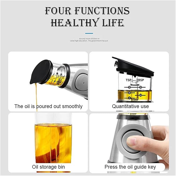 Sprayer Superior Clear Glass Vinegar Jug Dispenser Oil Meter Kitchen Large Opening Filling Cleaning 250/500 ML(500ML 250ML silver)