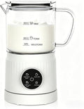 Casimhu 4-in-1 Milk Frother, Electric Milk Frother and Steamer with LED Touch Screen, Ceramic Lining Bottom, Milk Warmer 13.52oz for Lattes, Cappuccinos, and Macchiatos at Home, White