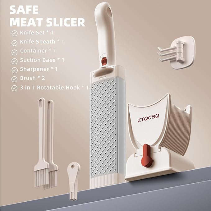 Fresh Meat Slicer Cleaver Kitchen Knife Set, 17 in 1 Stainless Steel Cleaver Kitchen Knife, Slice, Shred, Chop, Meal Prep, Beef Pork Mutton for Home Cooking BBQ Hot Pot Meat Slicer -Red