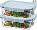 LocknLock LNG455S2M The Clear Heat-Resistant Borosilicate Glass Food Storage Set, 4-Piece (2 Containers + 2 Lids) - Mint