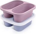 Mossime Silicone Soup Freezer Molds: 1 Cup Silicone Freezer Trays with Lid - 4 Packs Easy Release Soup Freezer Containers - 250ml 125ml Portion Large Cubes for Ice Soup (2, Blue/Purple)