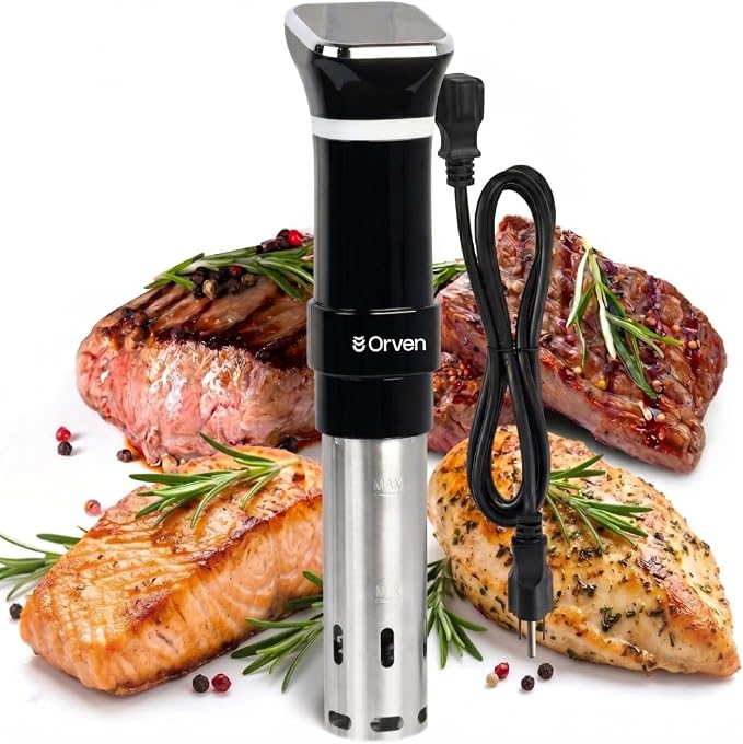Sous Vide Cooker 1100W – Precision Immersion Circulator with ±0.2°F Accuracy, Quiet Brushless Motor, Adjustable Clamp, 4–20L Capacity, Stainless Steel, Built-In Timer, Easy Digital Control