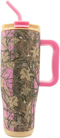 Simply Southern | 40 oz Tumbler with Straw and Lid | Insulated Cup Reusable Stainless Steel Water Bottle Travel Mug Cupholder Friendly | Great Gifts (Camo Pink)