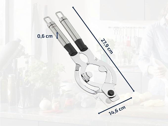 Leifheit Extra Wide Stainless Steel Lid and Jar Opener | Anti-Slip Grip with Oval Handles for Arthritis | Heavy-Duty Steel Teeth for Easy Jar Opening | Dishwasher Safe | 11 x 5.75 x 0.25 in