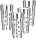 Stainless Steel Drinking Glasses, 19 oz Insulated Tumbler, 4 Pack Double Wall Unbreakable Stackable Water Tumblers Premium Insulated Metal Cup for Travel Camping Home Outdoor Gifts