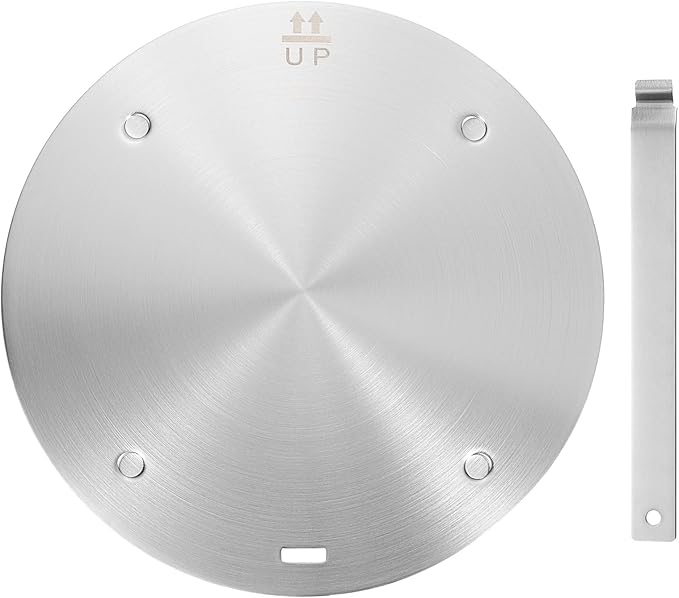 uxcell Heat Diffuser Plate for Gas Stove 9.4 Inch Round Heat Conduction Induction Adapter Plate with Removable Handle Cookware Protector for Cookware Heat Cooking Unfreeze, Silver Tone