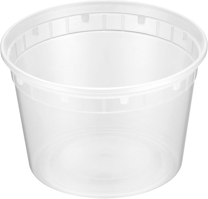 16oz [20 set] Heavy Duty Plastic Deli Container | BPA-Free Food Storage with Airtight Leak‑Proof Lids | Microwave, Freezer & Dishwasher Safe – Stackable, Bulk Reusable Soup & Meal Prep Tub