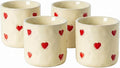 Espresso Cups Set of 4-5oz Ceramic Demitasse Cups with Red Heart Dots, Textured Non-Slip Surface for Grip, Small Coffee Mugs for Espresso, Latte, Cappuccino Home Barista, Dishwasher Safe