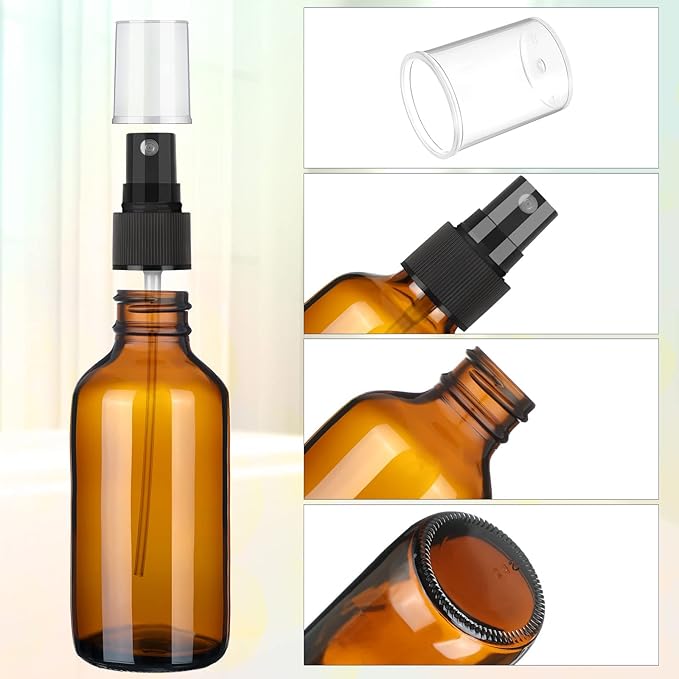Yungyan 100 Pcs 4 oz Mini Glass Spray Bottles Empty Small Essential Oil Bottles Fine Mist with 3 Funnel 5 Dropper Cleaning Brush for Hair Travel Plants Perfumes(Brown)