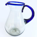 Cobalt Blue Rim 84 oz Tall Pear Pitcher, Recycled Glass, Lead-free, Toxin-Free (Pitcher)