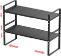 Jojocross Expandable Stackable Spice Rack Cabinet Shelf Organizer in Cabinets Shelves Kitchen Cupboard Organization Stack up Racks Pantry Countertop Storage Medium/Black 2 Packs