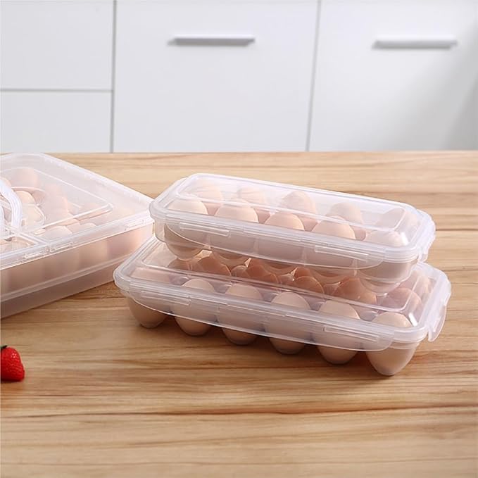 TOWINE Food Storage Containers Egg Preservation Box Refrigerator Egg Storage Box Home Preservation Storage Box Kitchen Multi-Grid Portable Egg Box (Color : Clear, Size : B)