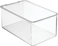 Clear Plastic Storage Bin with Hinged Lid, Stackable Food-Safe Organizer for Kitchen, Pantry, Fridge & Cabinet, BPA-Free