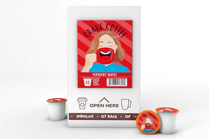 Crave Beverages Flavored Coffee Pods, Compatible with K-Cup Brewers, Single Serve Vermont Maple, 40 Count