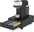Suli Coffee Pod Drawer Organizer Compatible with Nespresso Vertuo Capsules | Wood Coffee Pod Holder for Countertop with Smooth Pull-Out,52 Small or 40 Large Capsules,Fits Under Coffee Maker,Black