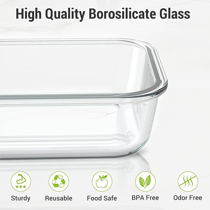 Dealusy 10 Sets (20-Piece) 36 oz & 12 oz Glass Food Storage Containers with lids, Airtight Leak-proof Glass Meal Prep Containers with Lids, Microwave Oven Freezer Dishwasher Safe, Pink