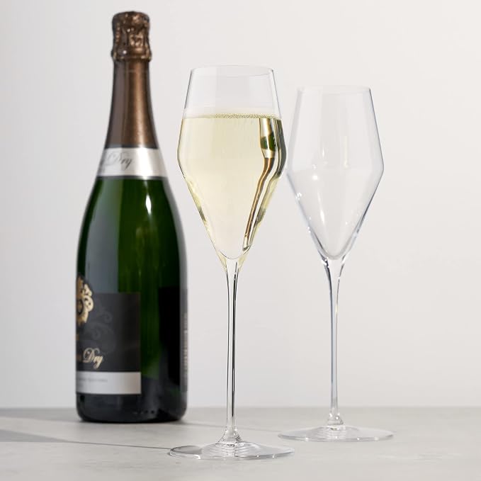Spiegelau Definition Champagne Flutes, Elegant Crystal Champagne Glasses Gift Set, Perfect for Prosecco, Sparkling Rose, Mocktails, Home Bar Accessories, Housewarming, Wedding Gifts, 9 oz, Set of 2