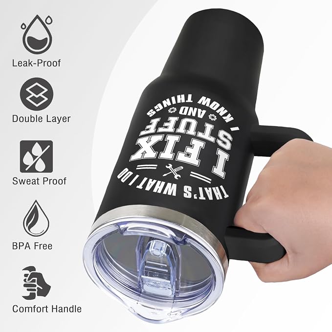 Fathers Day Gift for Dad, Husband, Mechanic Birthday Gifts for Men Him, Maintenance Appreciation Gift 40oz Tumbler, Unique Christmas Gift Ideas for Handyman, Mechanics, Grandpa