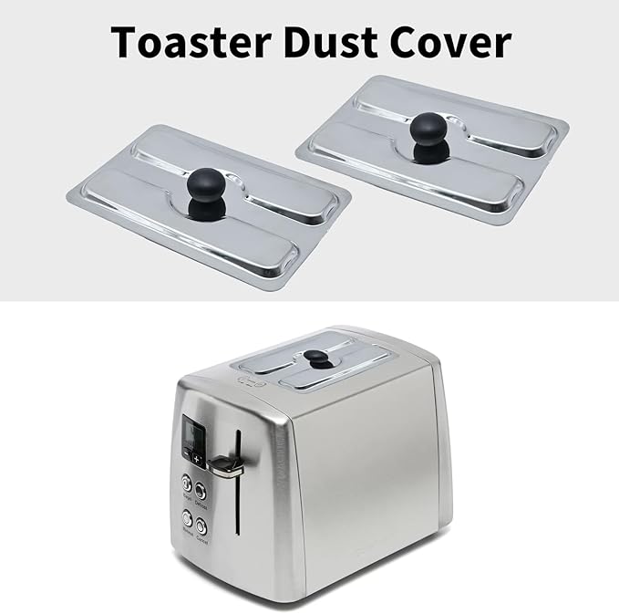 UOIENRT 2pcs Toaster Dust Cover 2 Slice, Stainless Toaster Appliance Top Cover, Steel Electric Bread Maker Upper Cover for Bread Machine (6 x 4 Inch)