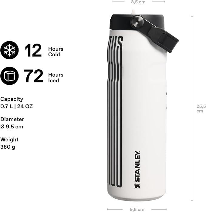 Stanley 1913 Flip Straw Sports Water Bottle 0.7L - Juventus | 10 Hours Cold - 3 Days Iced - BPA-Free - Leak Resistant - Dishwasher Safe - Fits Cup Holder