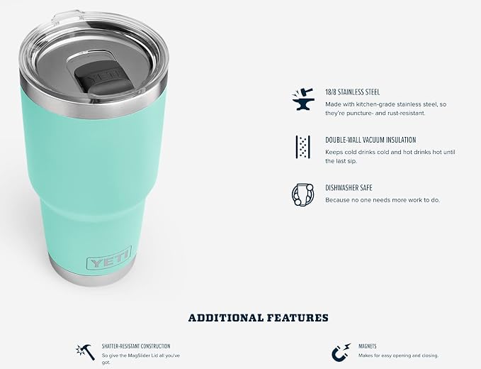 YETI Rambler 30 oz Stainless Steel Vacuum Insulated Tumbler w/MagSlider Lid