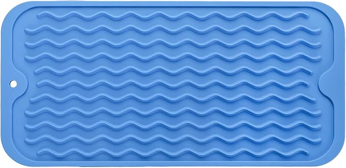 MicoYang Silicone Dish Drying Mat for Multiple Usage,Easy clean,Eco-friendly,Heat-resistant Silicone Mat for Kitchen Counter or Sink,Refrigerator or Drawer Liner Lichen BlueL S 12 inches x 6 inches