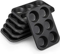 Blushtier 6 Pack Nonstick Jumbo Muffin Baking Pan Muffin Tins Heavy Duty Cupcake Tin Gold Carbon Steel Cup Cake Tray for Baking Cupcakes, Dishwasher Safe Small Muffins Tarts(Jumbo,Black)