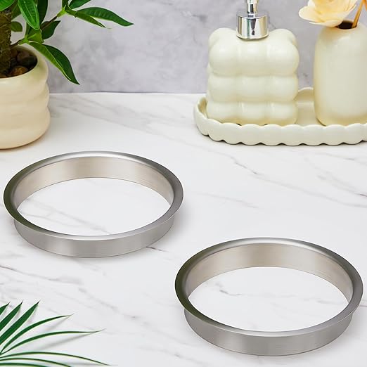 Honeydak 2 Pieces 8" (Nominal) Diameter x 1" Height 304 Polished Stainless Steel 8" x 1" Trash Grommets for Countertop Inserted Trash Kitchen Cabinet Counter Bin, Ease to Install