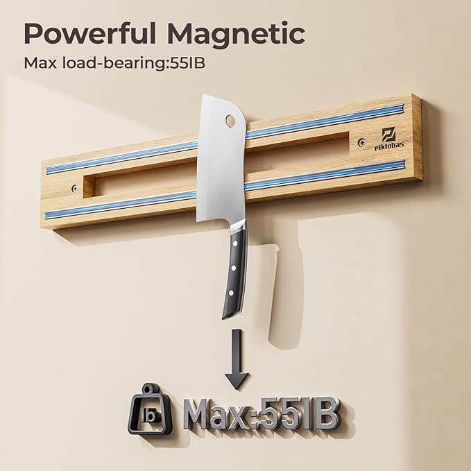 Magnetic Knife Holder for Wall+Non-Slip Bumpers for Cutting Board