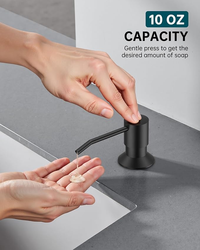Hiqufet Black Kitchen Faucet with Soap Dispenser & Pull Down Sprayer, Rv Kitchen Sink Faucets for Pot Filler, Farmhouse Camper Bar Sink Laundry, RV Bathroom, Single Hole Single Handle Stainless Steel