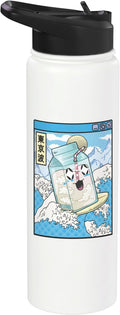 Milk Carton Surfing Great Waves Anime Kawaii Aesthetic Stainless Steel Insulated Water Bottle