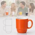 Stackable Porcelain Coffee Mug Set of 4 – 16oz Large Handle, Space-Saving Ceramic Mugs for Kitchen & Coffee Bar, Microwave & Dishwasher Safe • Modern Home Gift