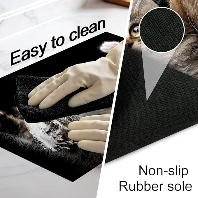 Stove Top Cover for Electric Stove 28.4 x 20.5 Inch Non Slip Stove Mat Oil Proof Two Kittens Glass Cooktop Protector Kitchen Counter Mat