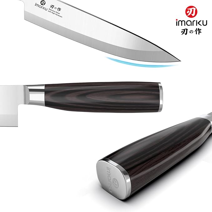 imarku Chef Knife 8-Inch Pro Japanese Kitchen Knife High-Carbon Stainless Steel Paring Knife Ergonomic Handle Rasor Sharp Single-Bevel Edge Gift for Men