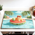 Stove Top Cover for Electric Stove 28.35 x 20.47 Inch Non Slip Stove Mat Summer Cat Pool Float Glass Cooktop Protector Kitchen Counter Mat