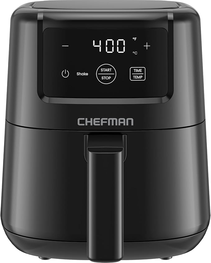 CHEFMAN 2 Qt Mini Air Fryer – Digital Space-Saving Compact Air Fryer with Nonstick and Dishwasher Safe Basket, Quick & Easy Meals in Minutes, Features Digital Timer and Shake Reminder – Black