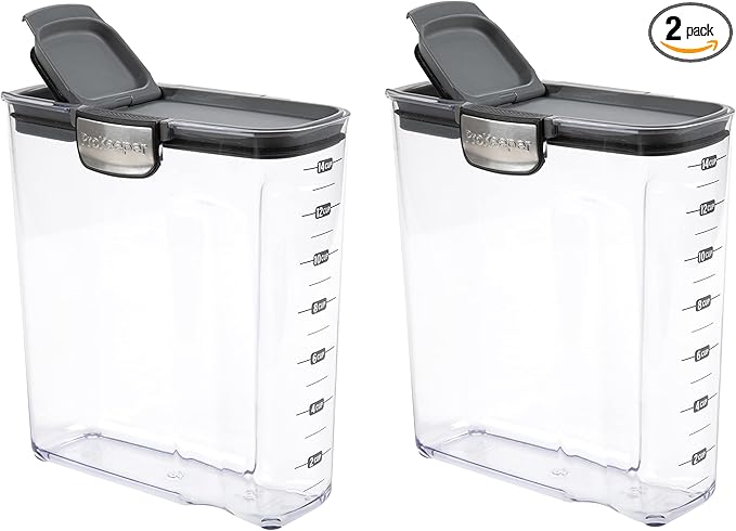 Progressive International ProKeeper+ Clear Plastic Airtight Food Baker's Kitchen Storage Organization Container Canister Set with Magnetic Accessories, 2- Piece Set (Cereal 4.2-Quart)