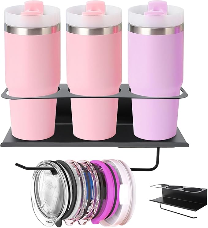 HONUTIGE 2 Pack Magnetic Stanley Cup Holder for Fridge, Water Bottle Organizer for Stanley 30&40 oz Tumbler, Strong Magnetic for Cup Organizer Holder, Cups Storage Rack for Kitchen Cabinets