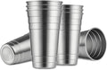 MEWAY Premium Stainless Steel Cups 24 oz Pint Cup Tumbler (8 Pack) - Premium Metal Cups - Stackable Durable Cup，Chilling Beer Glasses, for Travel, Outdoor, Camping, Everyday