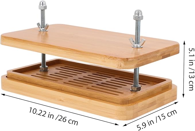 Cabilock Bamboo Tofu Press and Drainer Adjustable Pressure Tofu Maker 3-Tier Draining Tray for Homemade Bean Curd Kitchen Tool for DIY Soybean Curd