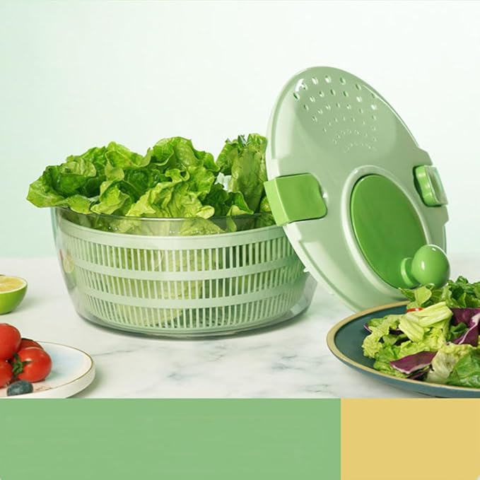 Collapsible Salad Spinner 4L - Hand Crank Vegetable & Fruit Dryer, Removable Basket for Washing, Space Saving Kitchen Storage, BPA-Free (White)