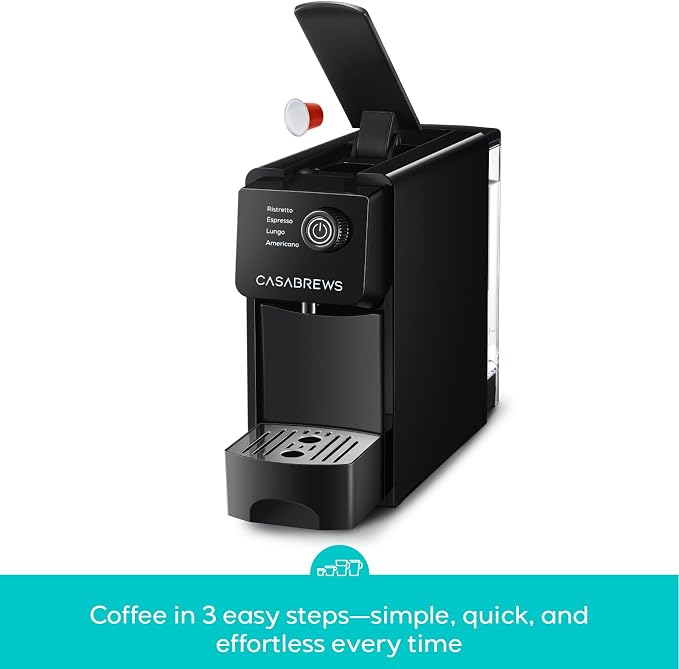 CASABREWS CM7036E 20Bar Espresso Machine for Nespresso Original Pods | Compact Capsule Coffee Machine with 21oz Removable Water Tank, Black Espresso Maker with 4 Brewing Modes for Home or Office