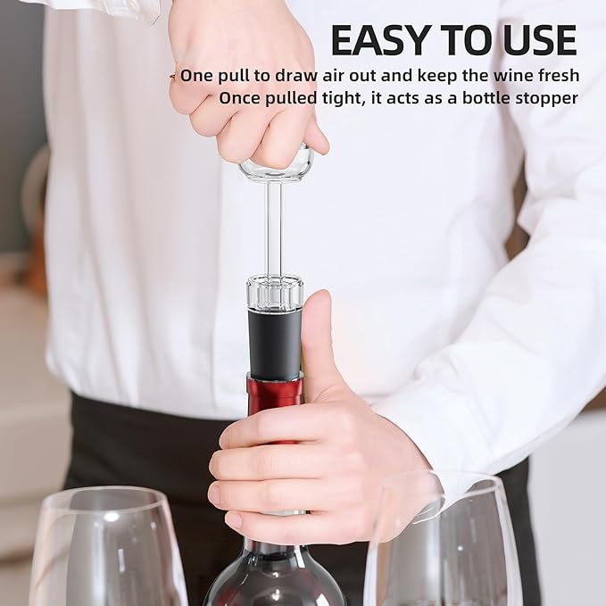 Newise Rechargeable Electric Wine Opener Gift Set: Wine Opener, Aerator, Vacuum Stoppers & Foil Cutter - Wine Lovers Gifts for Women Men, Mom
