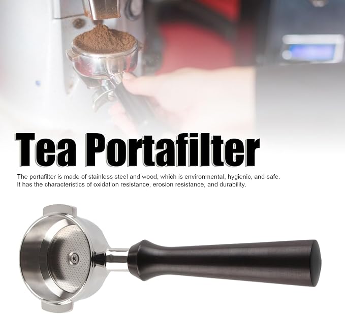 TOPINCN 58mm Coffee Portafilter with Wooden Handle, Stainless Steel, Commercial Grade, Compatible with EXPOBAR, RANCILIO, FAEMA, GEMILAI