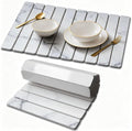 Stone Drying Mat for Kitchen Counter, Quick Diatomaceous Earth Mats for Dishes, 23.6"L x 15.7" W Super Absorbent Fast-Drying Collapsible Countertop Stone Mat (Marble White, 24" x 16")