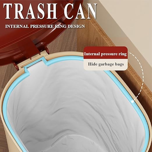 Trash can with lid, Plastic Trash can with Foot Pedal, Suitable for Dining Room, Bedroom, Living Room, Indoor and Outdoor(C,8L)